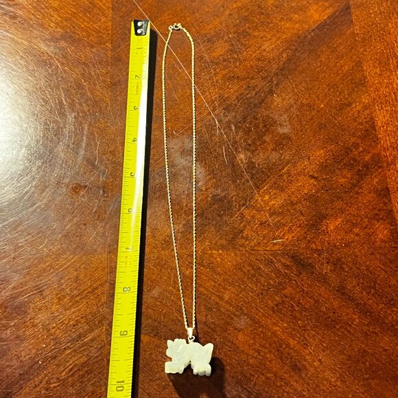 Carved Jade Dragon Pendant Necklace On 14K Gold Chain Unique Elegant  Jewelry - Picture 4 of 11